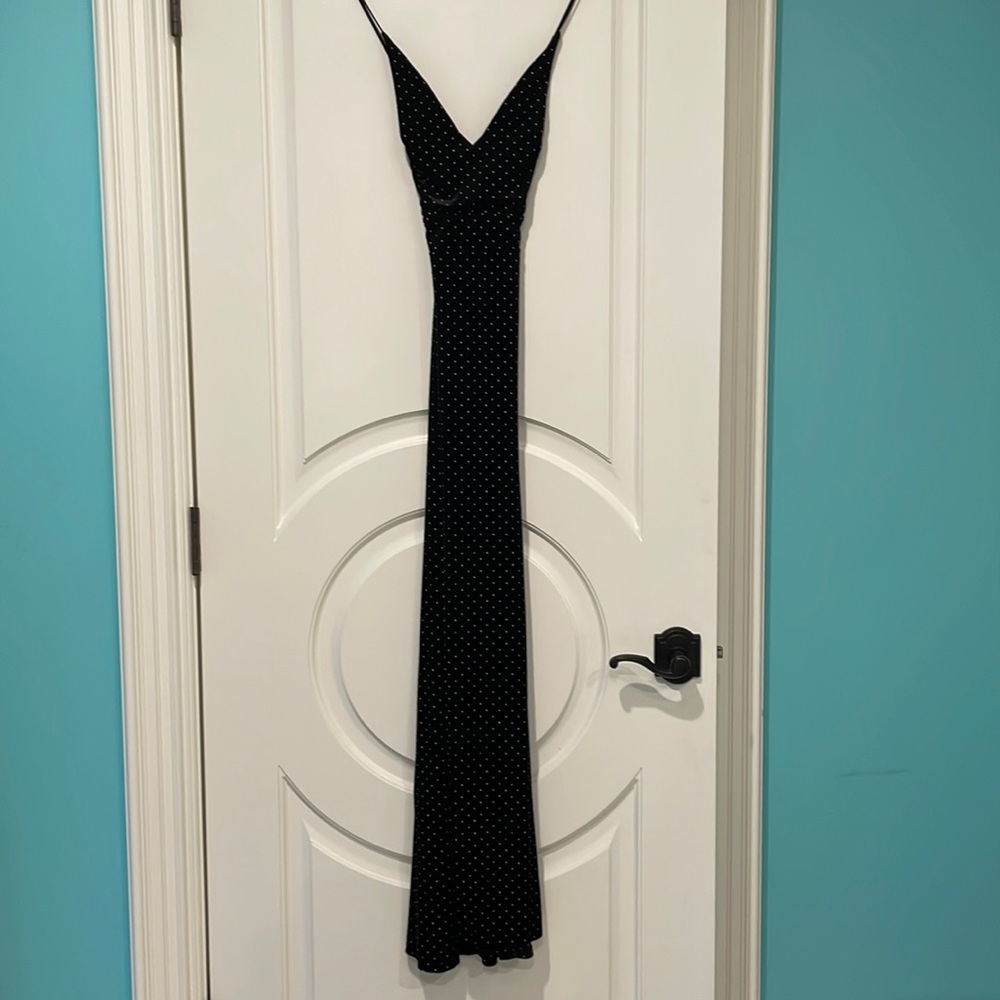 Maxi velvet dress with mini gold studs